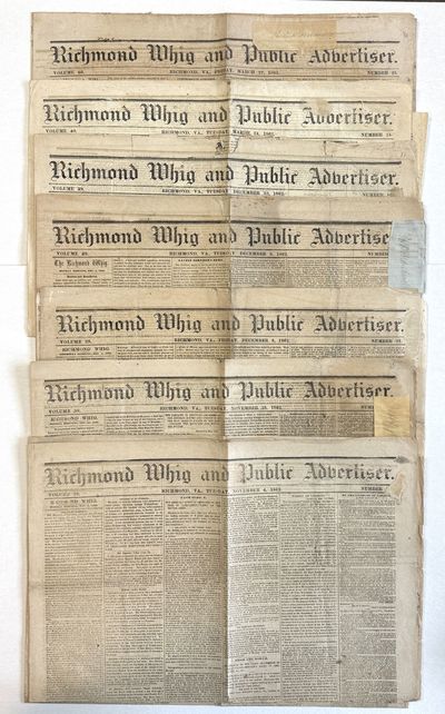 SEVEN ISSUES OF THE RICHMOND WHIG AND PUBLIC ADVERTISER, 1862 - 1863