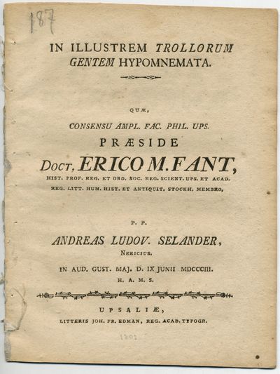 In illustrem Trollorum gentem hypomnemata. A.a.