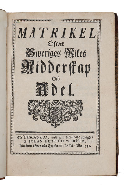 Matrikel öfwer Sweriges rikes ridderskap och adel.