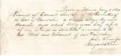 [Manuscript Receipt Documenting the Sale of a Young Slave in Florida During the Civil War]