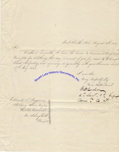 A Supply Document For Fort Smith, Arkansas In 1840