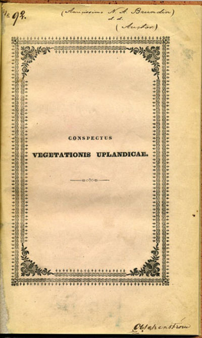 Conspectus vegetationis Uplandicae. (A.a.).