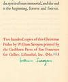 A Christmas Psalm, 1935. Signed
