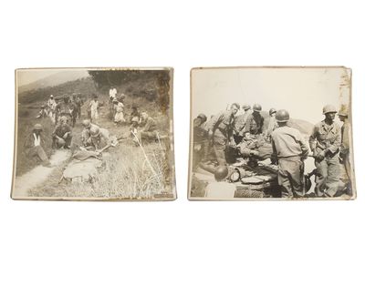 Korean War 1950 to 1953 U.S. Army and African American Troops Large Format Photographs Frontline Aid and Supply Operations