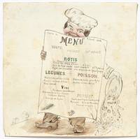 [Ephemera]: Original Pen & Ink and Watercolor Menu from France, 1882