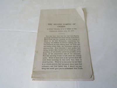 The Second Coming of Christ. A Sermon Preached by D.L. Moody at the Tabernacle, Boston, April 29, 1877