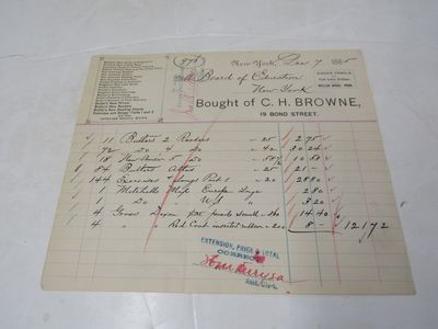 Bill to the Board of Education from C.H. Browne Dec. 7, 1885, for Textbooks