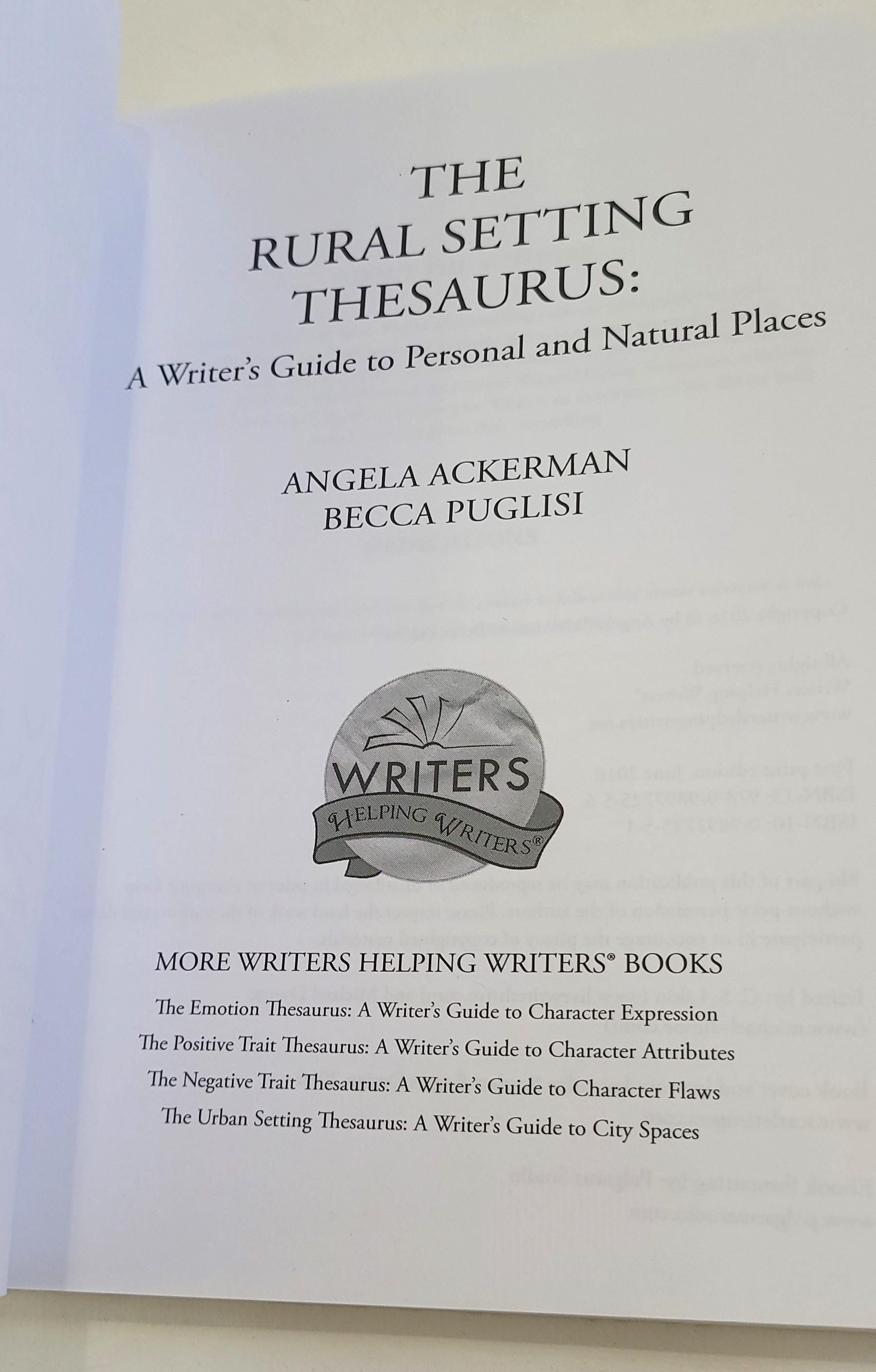 The Rural Setting Thesaurus A Writer's Guide to Personal and Natural