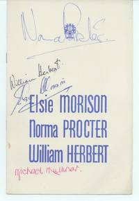 Programme signed on the front cover (Elsie, b. 1924, Australian Soprano), Norma PROCTER (b. 1928, British Contralto), William HERBERT (b. 1920, Australian Tenor) and Michael MULLINAR (1895-1973, British Pianist and Composer) by MORISON