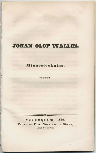 Johan Olof Wallin. Minnesteckning.