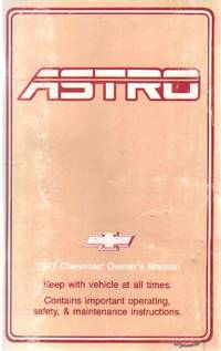 ASTRO 1987 Chevrolet Owner's Manual