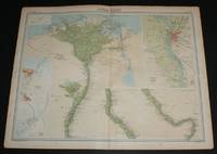image of Map of "Lower Egypt" from the 1920 Times Survey Atlas (Plate 79) including Suez Canal and plans of Cairo, Port Said and Suez and environs