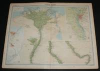 Map of "Lower Egypt" from the 1920 Times Survey Atlas (Plate 79) including Suez Canal and plans of Cairo, Port Said and Suez and environs