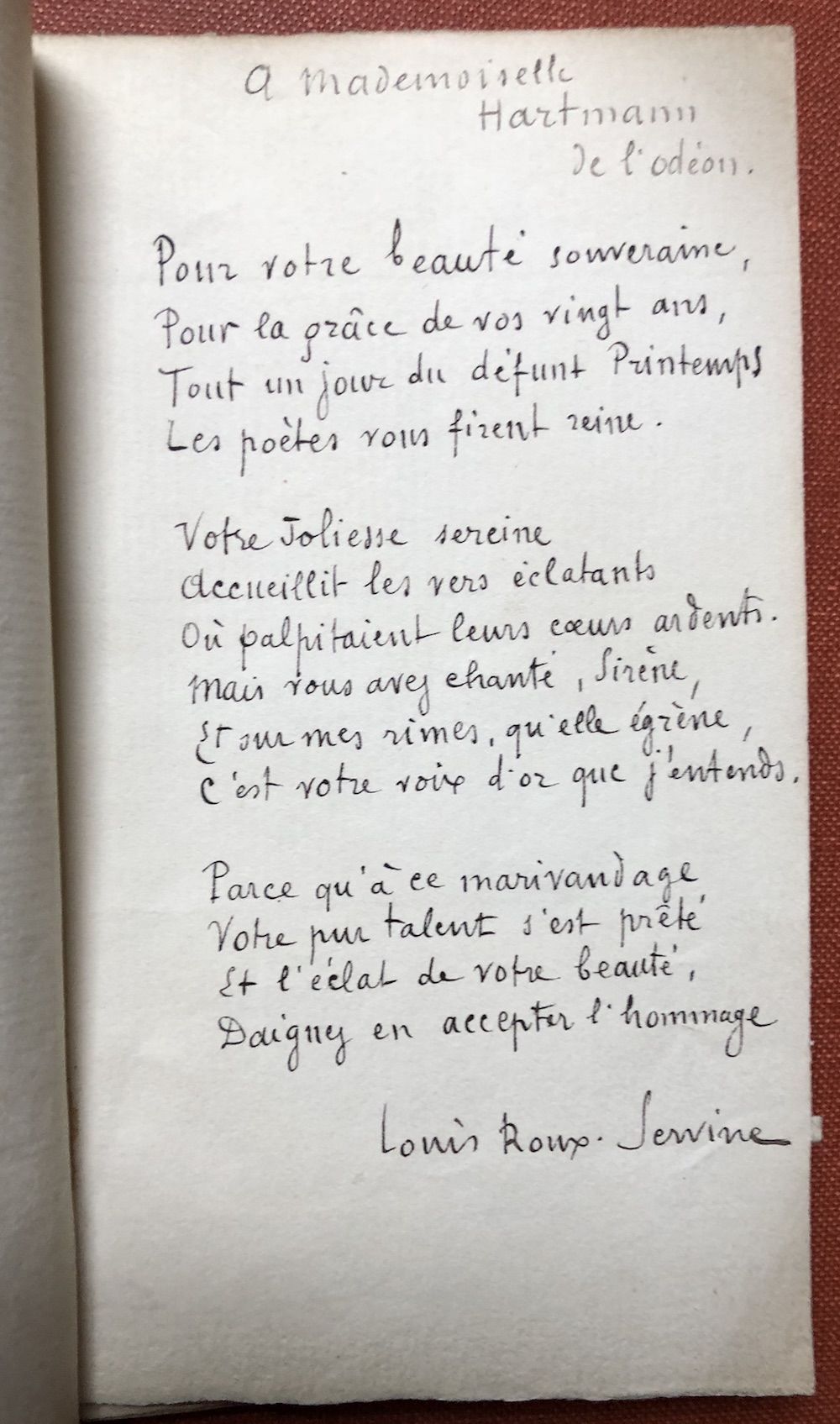La Cour D Amour Improvisee Inscribed To The Lead Actress In The Opening Production By Louis Roux Servine Paperback Signed First Edition 14 From Common Crow Books Sku H3441