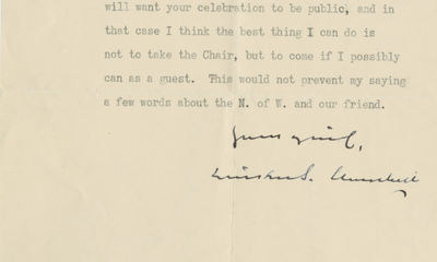 Amidst the Swirl of Important War Events in February 1941, Winston Churchill Finds Time to Honor the Man Whose Financial Support Got Him Through the Wilderness Years