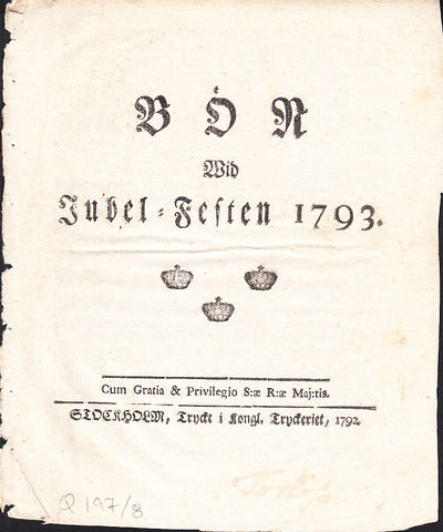 Bön wid jubel-festen 1793.