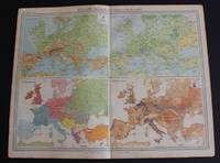 image of Maps of Europe showing Orography, Vegetation, Ethnography and Population from the 1920 Times Atlas (Plate 11 "Europe - Physical Features & Population") - single sheet containing 4 maps