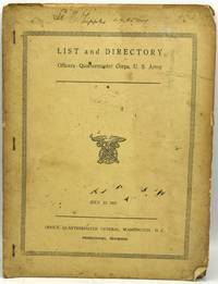 LIST AND DIRECTORY, OFFICERS OF THE QUARTERMASTER CORPS, U. S. ARMY. JULY 15, 1921