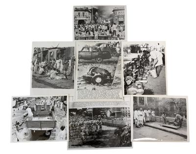 British Colonial India Hunger Crisis in the Streets: Press Photographs of Famine Victims, Relief Work, and Food Riots, Large Press Photographs, 1943-1964