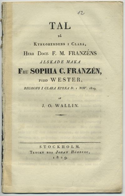 Tal då kyrkoherdens i Clara, herr doct. F. M.…
