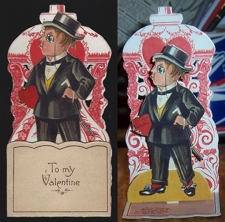 Valentine - Victorian Fold out Valentine with Man Dressed in a Tuxedo