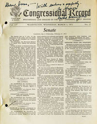 Tribute to Mr Charles W. Engelhard on his death by Senator Michael Mansfield in Congressional Record. Vol 117, No. 27 p. 1 (S 2317) by Mike Charles) Mansfield - Signed - 1971 - from James Cummins Bookseller (SKU: 229794)