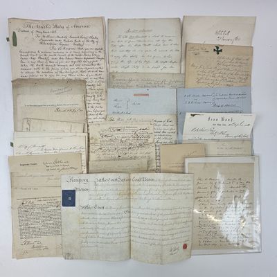 Group of 23 original legal documents from the 19th century. The lot includes a variety of documents:...