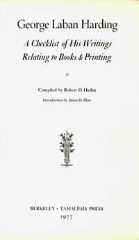 cover of George Laban Harding: A Checklist of His Writings Relating to Books & Printing.