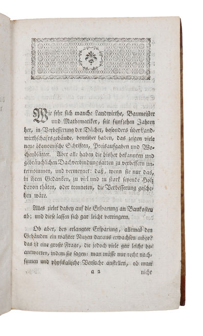 Oekonomischer Vorschlag, wie man die wohlfeilsten, dauerhaftesten, bequemsten und feuergesichertsten Dächer über Wirthschaftsgebäuden anlegen soll (+) Vorschläge zur verbesserung der bisher üblichen Dächer (+) Nachtrag zu den Vorschlägen zur verbesse... - [TWO EXCEEDINGLY RARE WORKS ON ROOFING] (photo 3)
