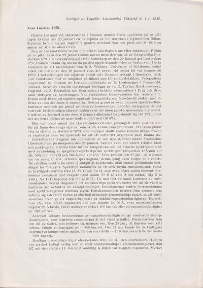 Nova Lacertae 1950 [= rubrik].