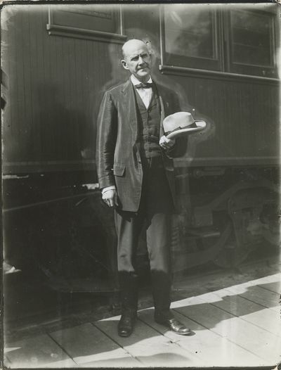 Three Photographs of Eugene Debs Speaking at a Railroad Depot