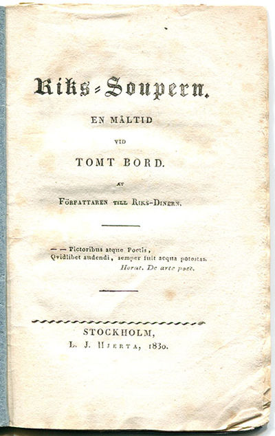 Riks-soupern. En måltid vid tomt bord. Af…