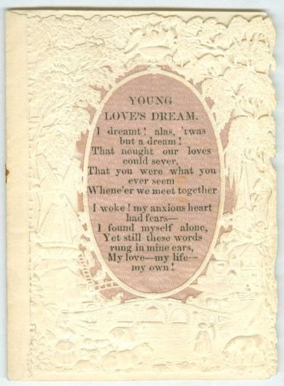 Wood Lace Paper with Printed Silk Poem "Young Love