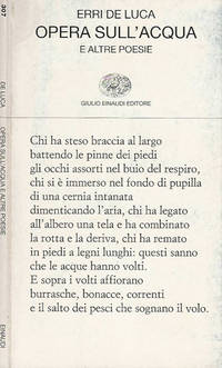 Opera sull&#039;acqua e altre poesie by Erri De Luca - 2002