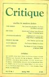 CRITIQUE; Vol. V1, #1, Spring, 1963