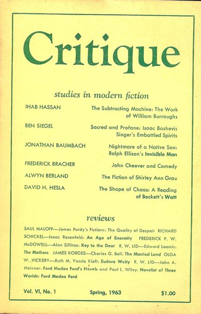 CRITIQUE; Vol. V1, #1, Spring, 1963