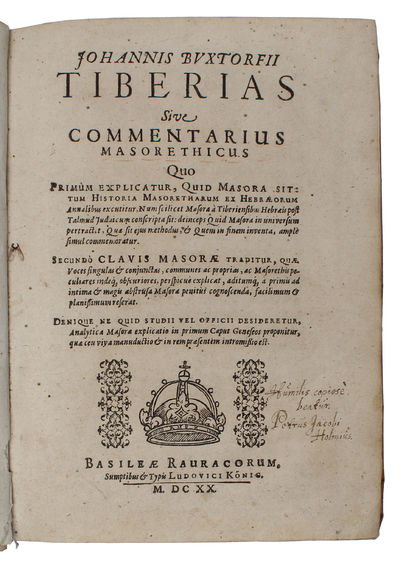 Tiberias, sive Commentarius Masorethicus.