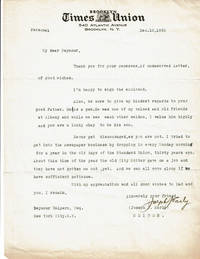 image of TYPED LETTER SIGNED BY JOSEPH J. EARLY, PUBLISHER OF THE BROOKLYN TIMES UNION, SENDING HIS AUTOGRAPH TO A FUTURE CONGRESSMAN.