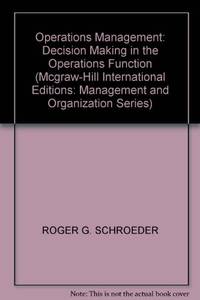 cover of Operations Management: Decision Making in the Operations Function (Mcgraw-Hill International Editions: Management and Organization Series)