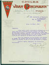 TLS from Jean Thomann Cycles (21 Rue des Vertus, Paris) to Ste. Auxiliaire de Transports et d'Assurances, 4 March, 1926