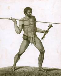 Savage of New Caledonia Throwing a Dart by [LABILLARDIERE] PIRON, Francois - 1800