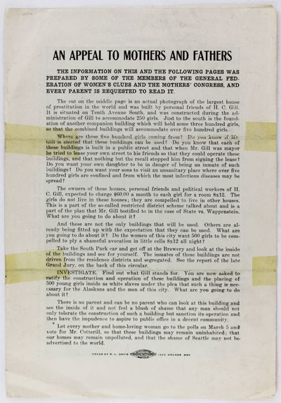 An Appeal to Mothers and Fathers. The Information on This and the Following Pages Was Prepared by Some of the Members of the General Federation of Women's Clubs, and the Mothers' Congress, and Every Parent is Requested to Read It [caption title]