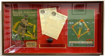 Framed and Signed Walter Johnson Base Ball Game