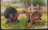 THANKSGIVING GREETINGS POSTCARD WITH CHILDREN AND TURKEYS