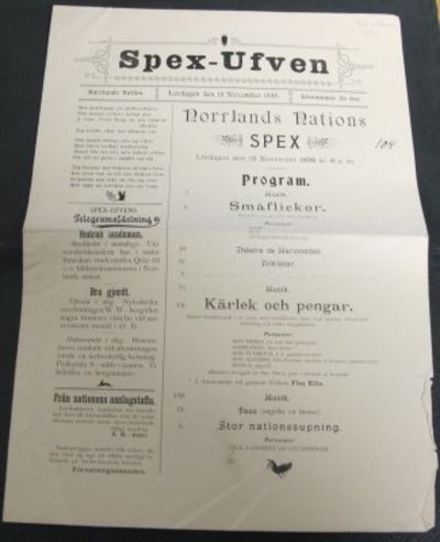 Spex-Ufven. Lördagen den 19 november 1898.