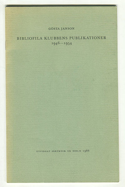 Bibliofila klubbens publikationer 1946-1954.…