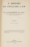 View Image 2 of 3 for A History of English Law. Volumes I-IX, in 9 books Inventory #81717