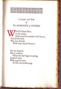 THE HARMONY OF BIRDS. A Poem Printed By John Wight In The Middle Of The Sixteenth Century And Now...