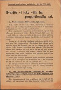 Hvarför vi icke vilja ha proortionella val.