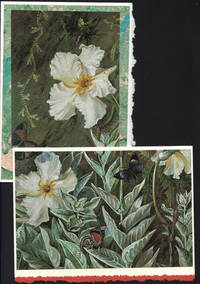 Puzzle card (3 piece) of Flannel Flowers (Brazil), two on a one-of-a-kind hand marbled papers presented on blank note cards. by North, Marianne (1830-90) and Karen Thompson Bullock